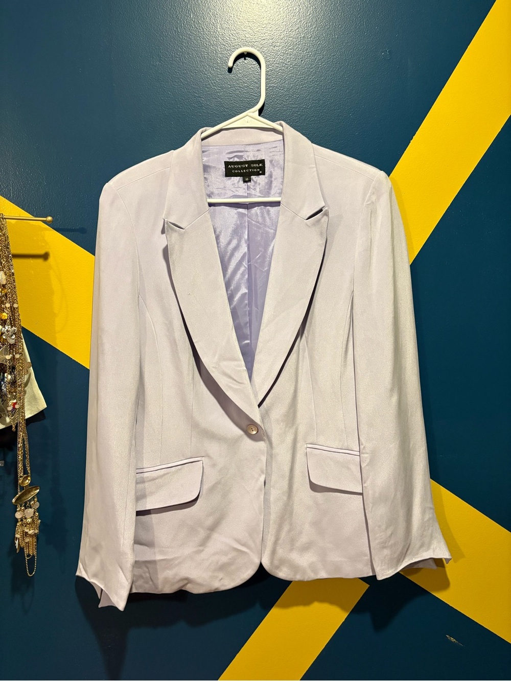 August Silk Collection Lilac 100% Silk Blazer EUC